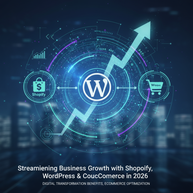 Read more about the article Streamlining Business Growth with Shopify, WordPress & WooCommerce in 2026